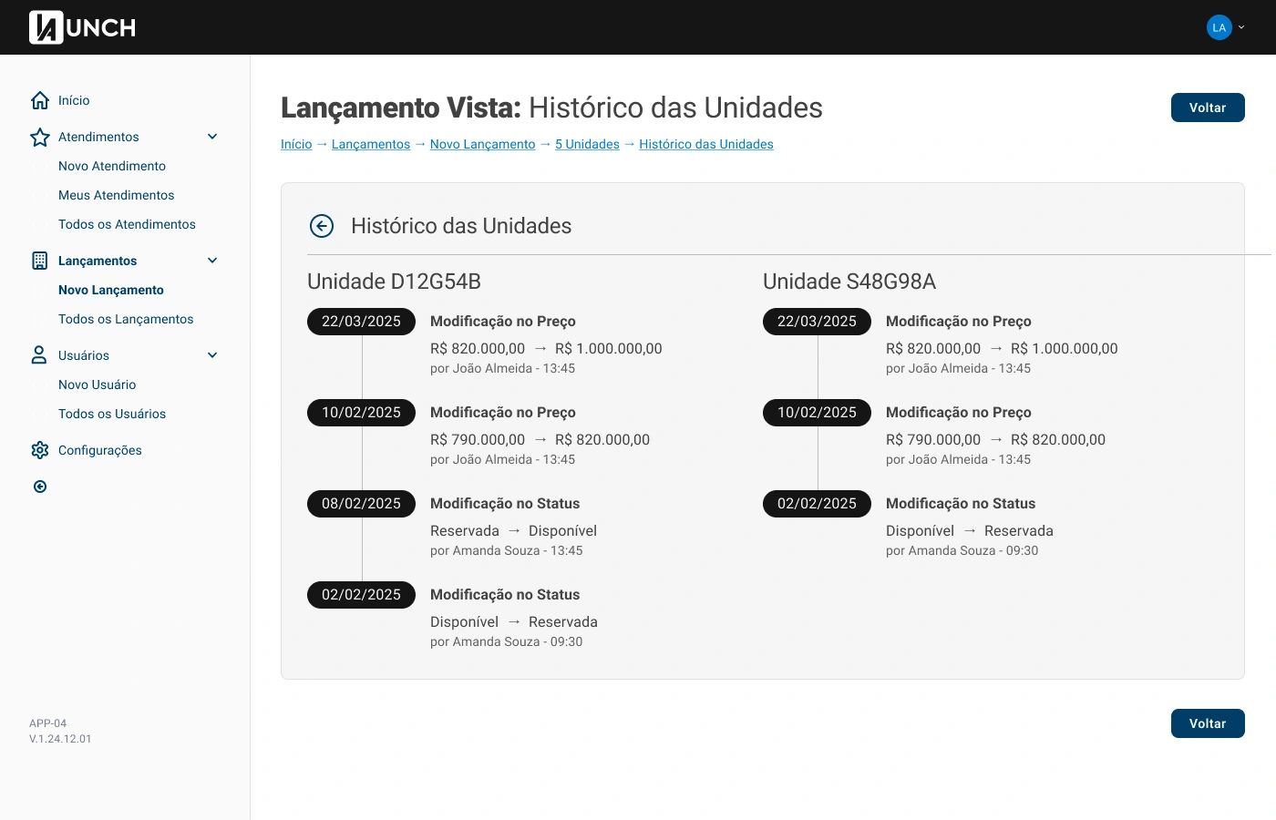 Dificuldade para acompanhar o status das unidades